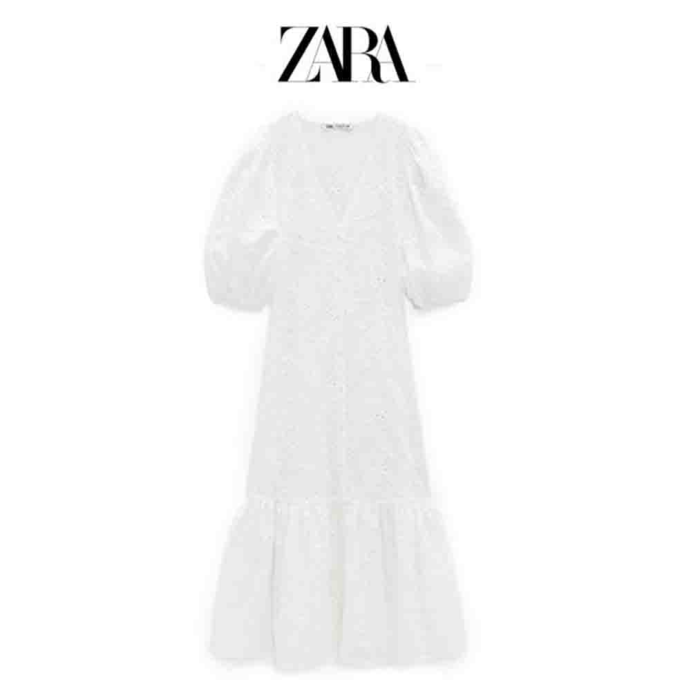 ZARA ザラ カットワーク刺繍 ワンピース ホワイト レディース 4786095 ...