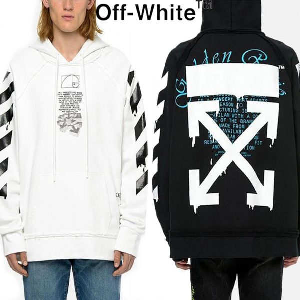 60%OFF Off-White 20SS DRIPPING ARROWS INCOMPLETE HOODIE オフホワイト パーカー ブラック ホワイト 2色