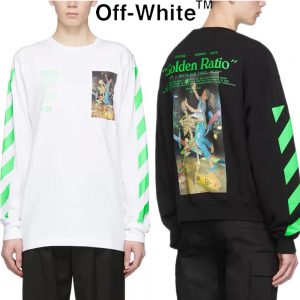 Off-White 20ss ロンＴ 長袖 Tシャツ オフホワイト Tシャツ メンズ ブラック ホワイト 2色