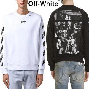 Off-White C/O VIRGIL ABLOH CARAVAGGIO SQUARE 20SS オフホワイト プリント スウェット シャツ メンズ ブラック ホワイト