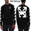 Off-white C/O VIRGIL ABLOH OW 20FW オフホワイト 秋冬用 厚手 おしゃれ　ハンドシェーク ラウンドネックパーカー Tシャツ パーカー メンズウーメンズ 矢印 長袖 ブラック