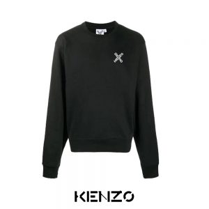 在庫一掃セール 66%OFF KENZO ケンゾー ビッグX ロゴプリント 黒いスウェットシャツ クルーネック 長袖