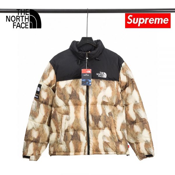 SUPREME×THE-NORTH-FACE-シュプリーム-ダウンジャケット-ストリート-スタイリッシュ-男女兼用-ブラウン-1