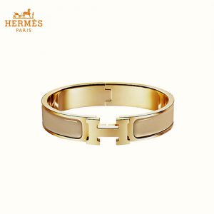 HERMES エルメス バングル クリックH ホワイト×ゴールド