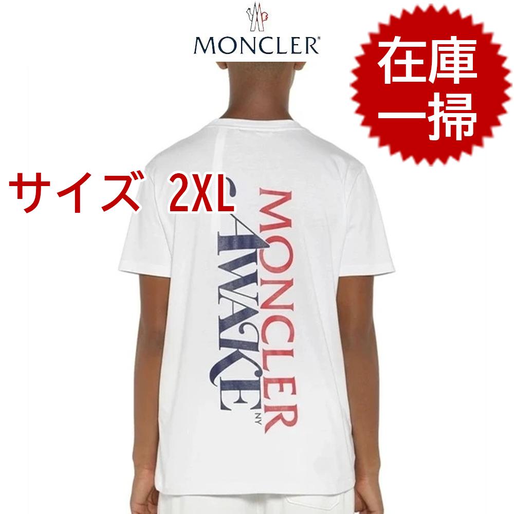 【1枚だけ在庫】MONCLER T-shirt モンクレール Tシャツ GENIUS AWAKE NYC 2020ss 袖ロゴワッペン付き  ビッグプリント white