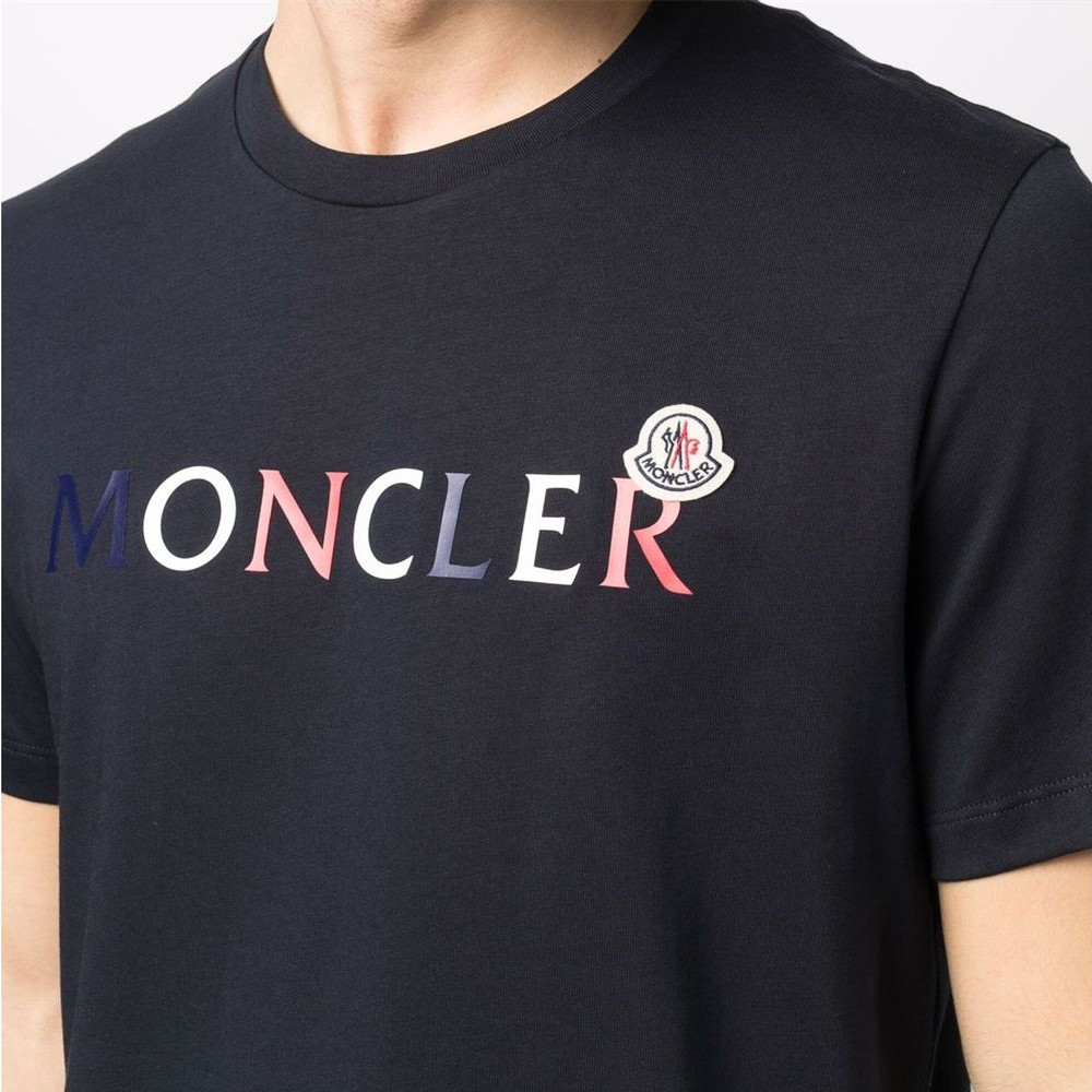 MONCLER モンクレール メンズロゴプリントTシャツ 半袖 春夏22 ネイビーホワイト