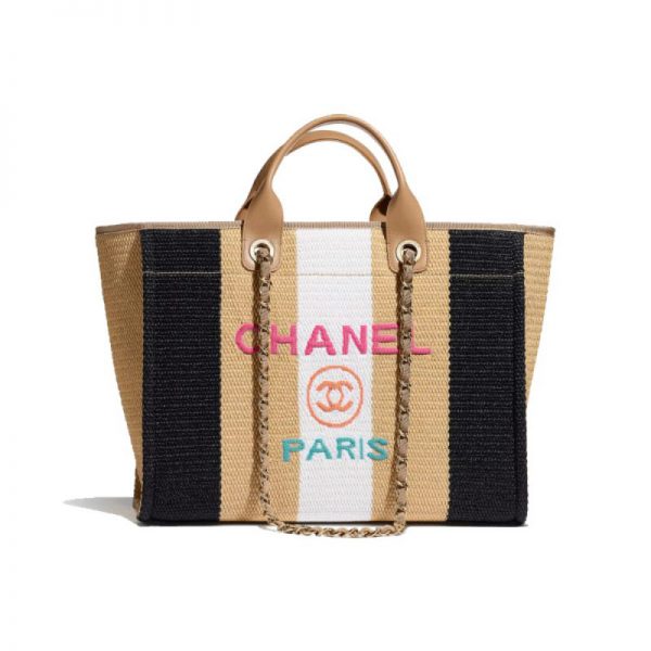 CHANEL 20SS ドーヴィル トート シャネル ショッピングバッグ レディース バッグ ベージュ ブラック アイボリー A66941 B01940 N5447