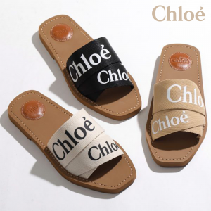 Chloe クロエ WOODY フラットミュールサンダル レディース BLACK WHITE SOFT TAN 3色