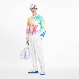 LOUIS VUITTON ルイヴィトン ウォーターカラー ジャイアント モノグラム スエットシャツ レインボースカイブルー 1A8QV7
