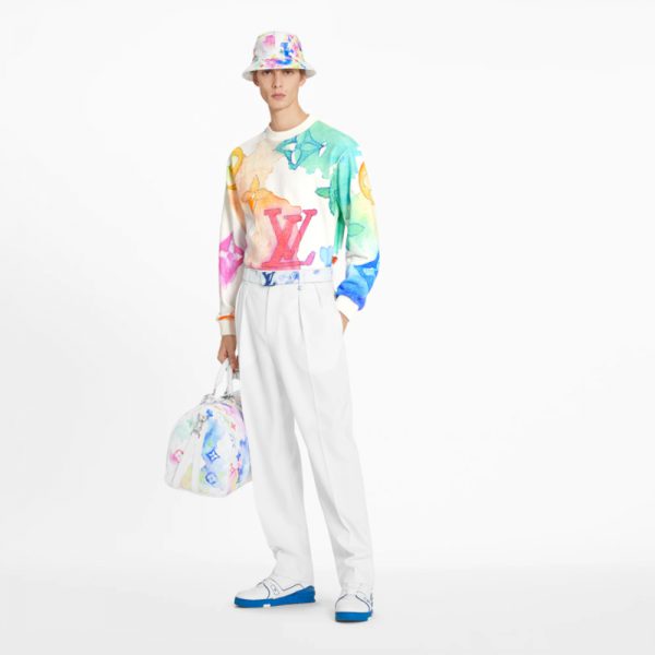 LOUIS VUITTON ルイヴィトン ウォーターカラー ジャイアント モノグラム スエットシャツ レインボースカイブルー 1A8QV7