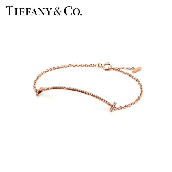 Tiffany ティファニー T スマイル ブレスレット ローズゴールドにダイヤモンド GRP09052