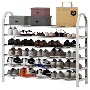 ステンレス製の靴ラックシンプルな多層収納小さな靴キャビネットホーム大容量の寮屋内
