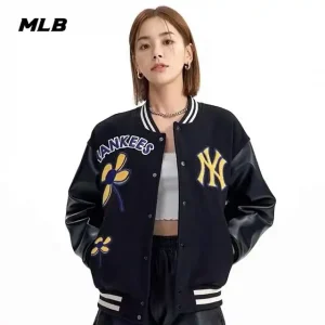 MLB LOGO JACKET アウター 韓国風 ブラック 男女兼用 ジャケット (2)