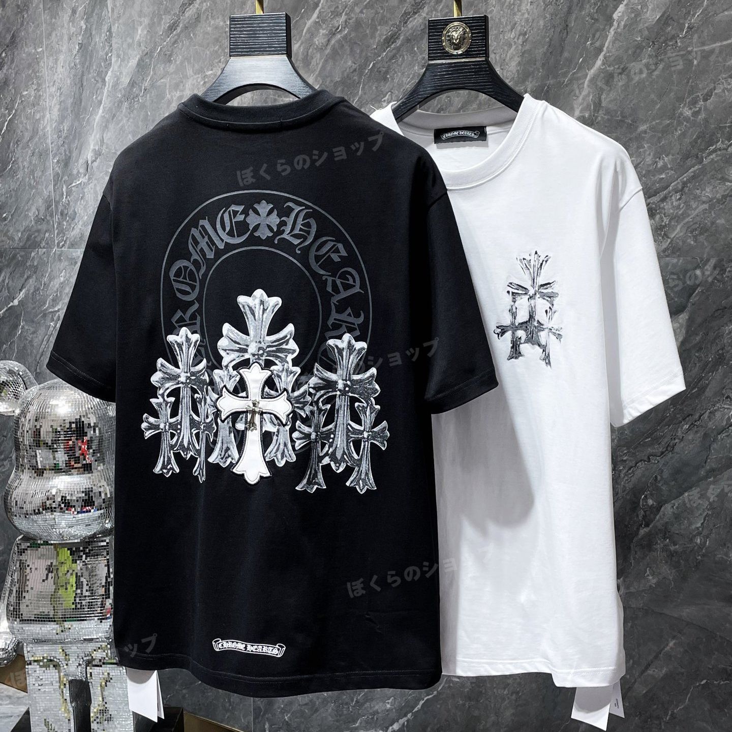 CHROME HEARTS クロムハーツ CH T-SHRT 1 ネックロゴプリント 半袖カットソーTシャツ ホワイト/パープル
